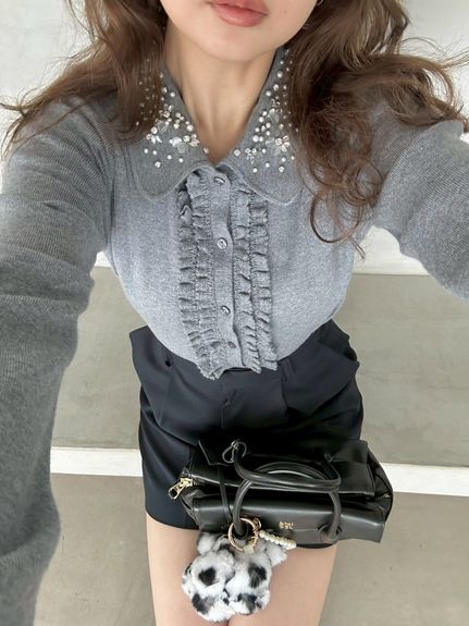 【WEB限定】ビジューカラーニットカーディガン