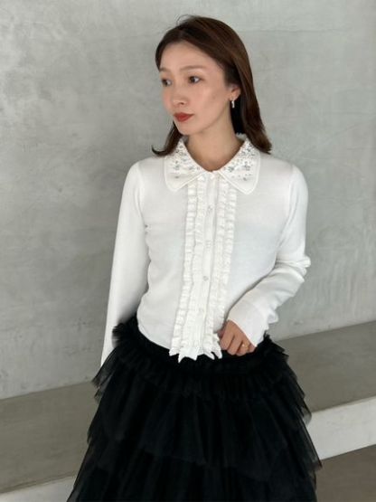 【WEB限定】ビジューカラーニットカーディガン