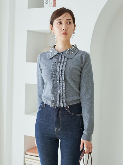 【WEB限定】ビジューカラーニットカーディガン