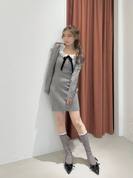 【USAGI ONLINE限定】フリルネックニットワンピース