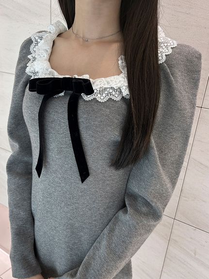 【USAGI ONLINE限定】フリルネックニットワンピース