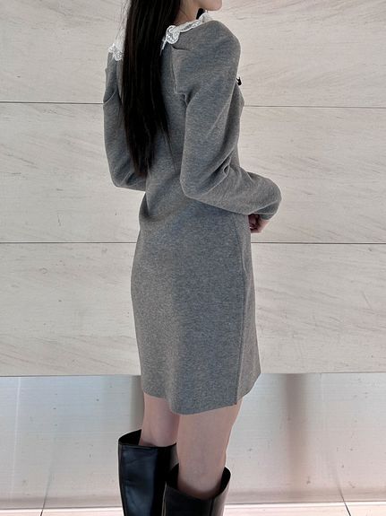 【USAGI ONLINE限定】フリルネックニットワンピース
