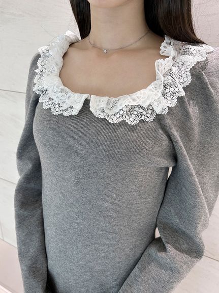 【USAGI ONLINE限定】フリルネックニットワンピース