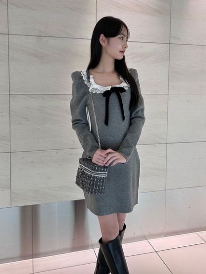 【USAGI ONLINE限定】フリルネックニットワンピース