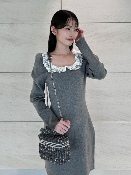 【USAGI ONLINE限定】フリルネックニットワンピース
