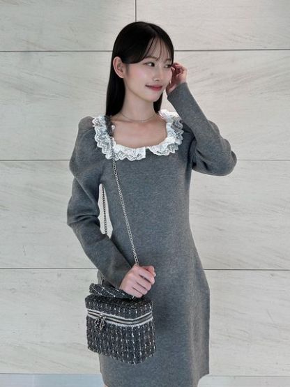 【USAGI ONLINE限定】フリルネックニットワンピース