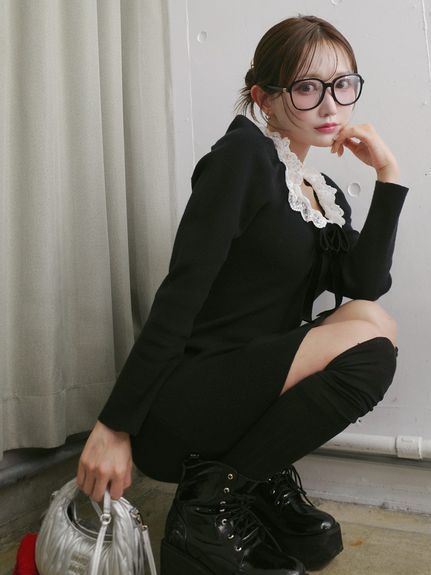 【USAGI ONLINE限定】フリルネックニットワンピース