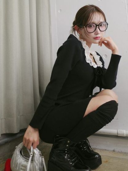 【USAGI ONLINE限定】フリルネックニットワンピース