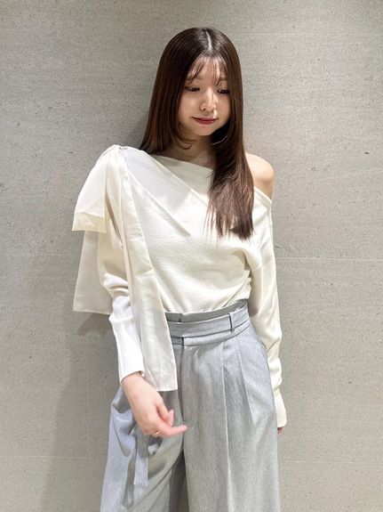 スタイルアップベルティッドワイドパンツ