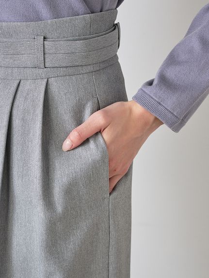 スタイルアップベルティッドワイドパンツ