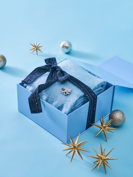 【ラッピング済】【WEB限定】【セット商品】HOLIDAYギフト ブローチ付マフラー