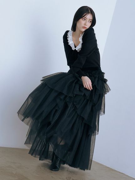 【USAGI ONLINE/ZOZOTOWN限定】フリルネックニットプルオーバー
