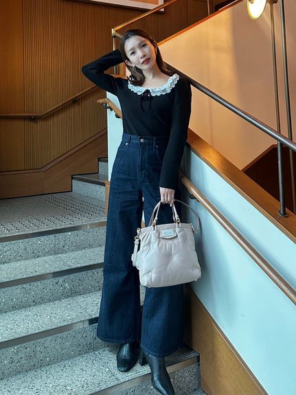 【USAGI ONLINE/ZOZOTOWN限定】フリルネックニットプルオーバー