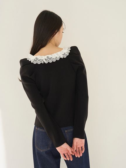 【USAGI ONLINE/ZOZOTOWN限定】フリルネックニットプルオーバー
