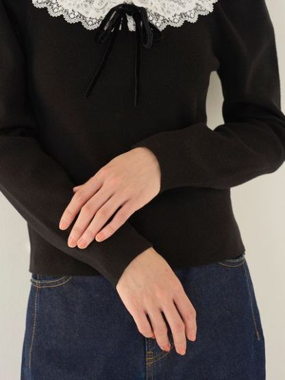 【USAGI ONLINE/ZOZOTOWN限定】フリルネックニットプルオーバー