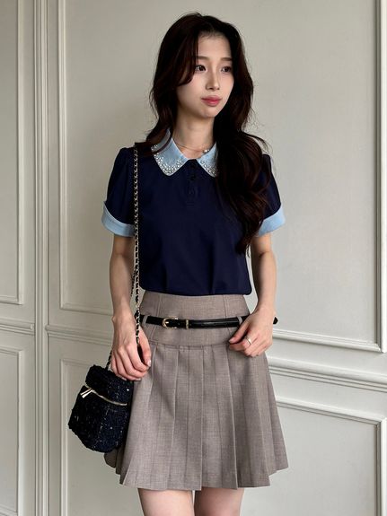 ベルトセットプリーツミニスカショーパン