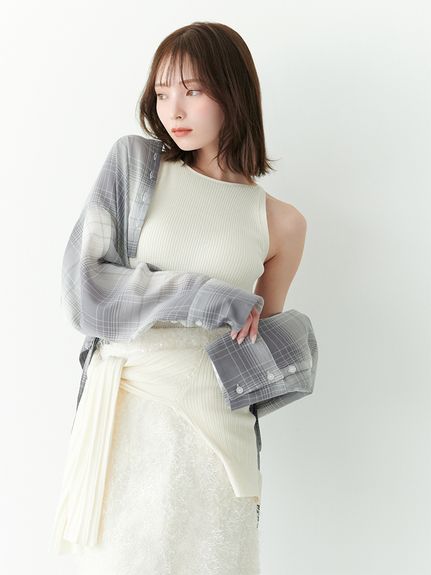 ボタンディテールリブカーディガン