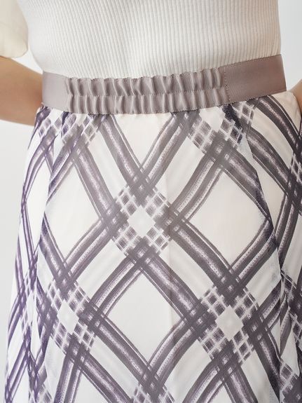 シフォンチェックイレヘムスカート