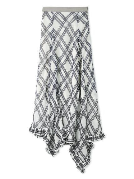 シフォンチェックイレヘムスカート