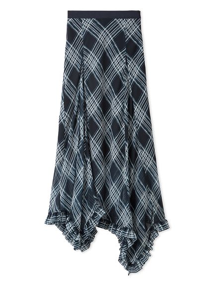 シフォンチェックイレヘムスカート