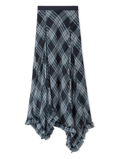 シフォンチェックイレヘムスカート