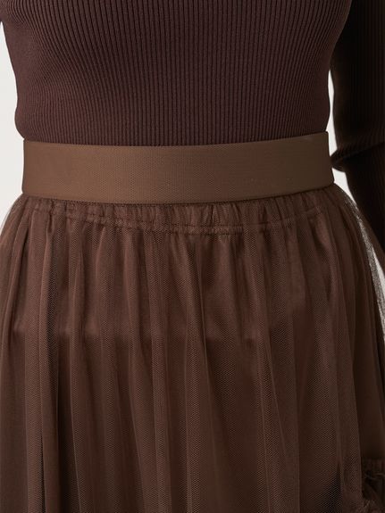チュールアシンメトリーボリュームスカート