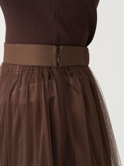 チュールアシンメトリーボリュームスカート