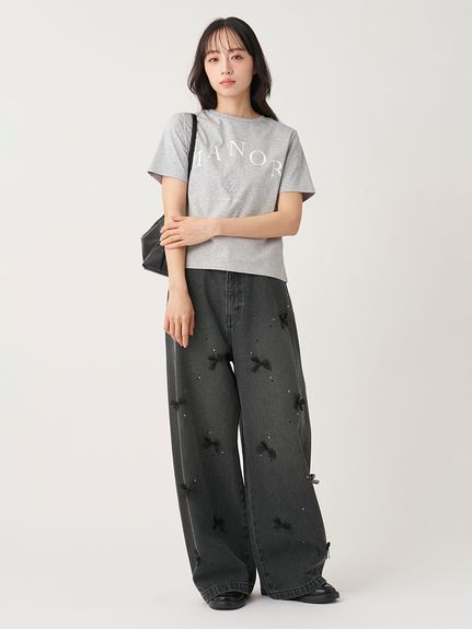 リボンビジューワイドパンツ
