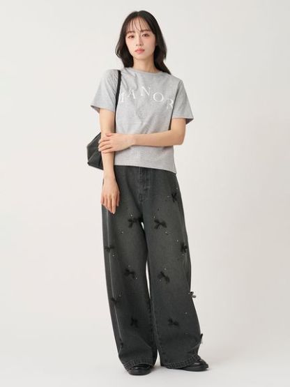 リボンビジューワイドパンツ