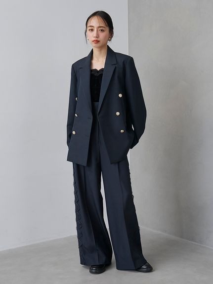【セットアップ対応】シンプルタックレーストリムパンツ