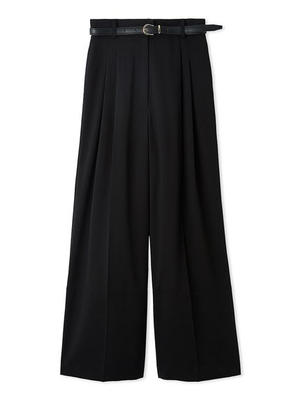 【セットアップ対応】ベルト付タックパンツ