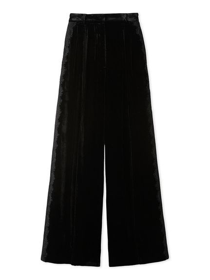 【セットアップ対応】レースディティールベロアパンツ