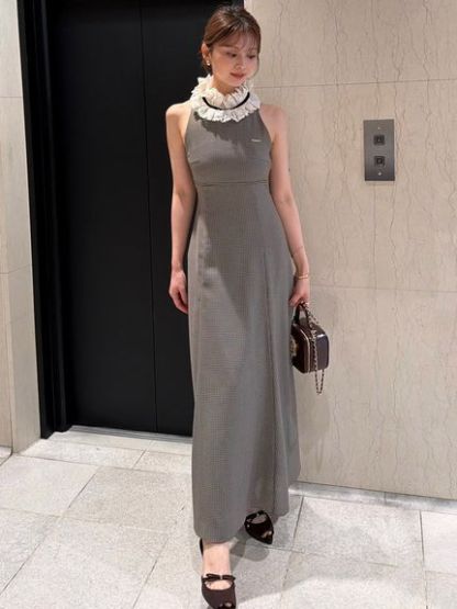 レースカラーアメスリチェックワンピース
