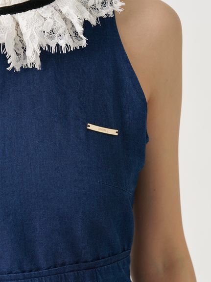 レースカラーアメスリチェックワンピース