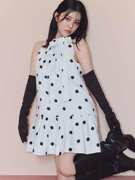 サテンリボンミニワンピース