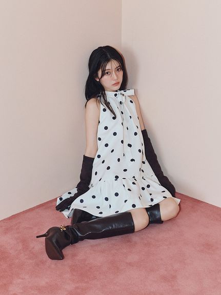サテンリボンミニワンピース