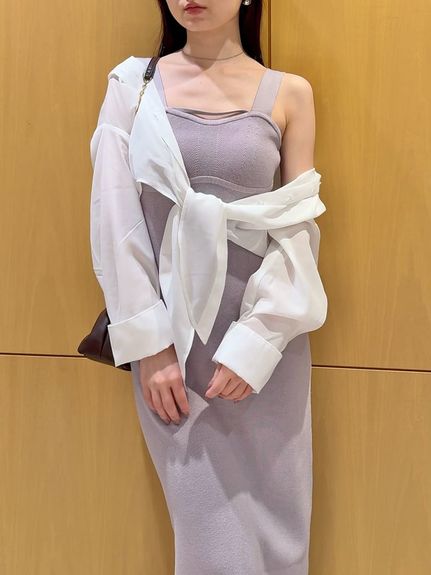 シャツセットニットキャミワンピース