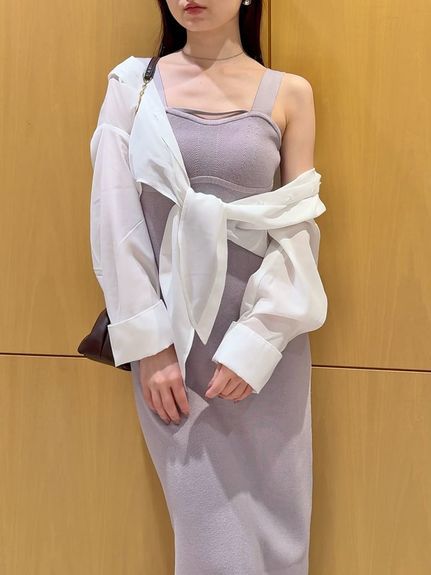 シャツセットニットキャミワンピース