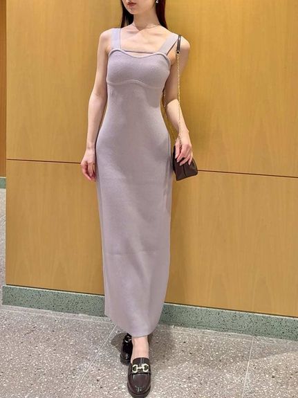 シャツセットニットキャミワンピース