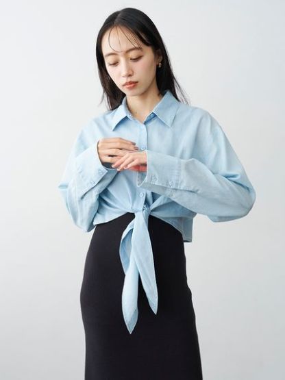シャツセットニットキャミワンピース