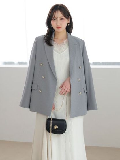 レーストリムレイヤードニットワンピース