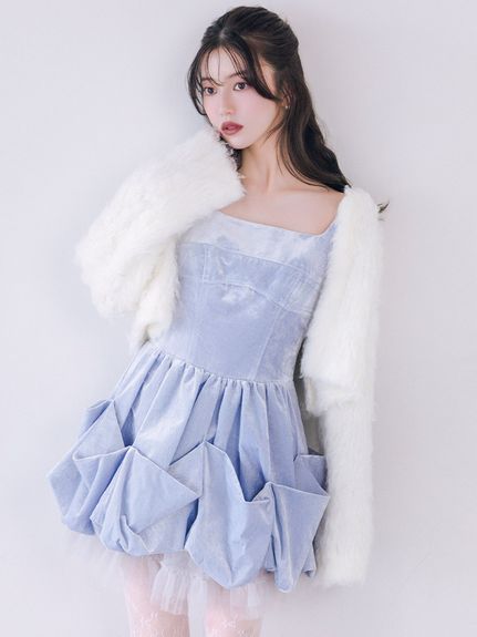 デザインベロアミニドレス
