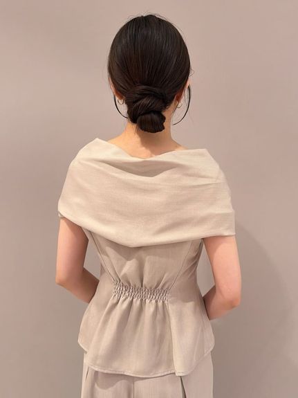 【Washable/セットアップ対応】リボンノースリブラウス