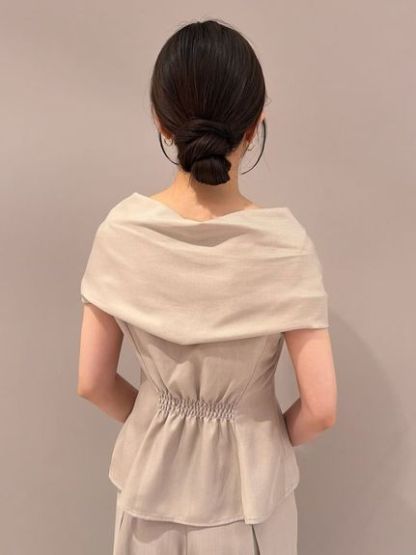【Washable/セットアップ対応】リボンノースリブラウス
