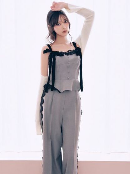 【セットアップ対応】シンプルタックレーストリムパンツ