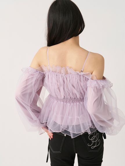 オフショルギャザーブラウス