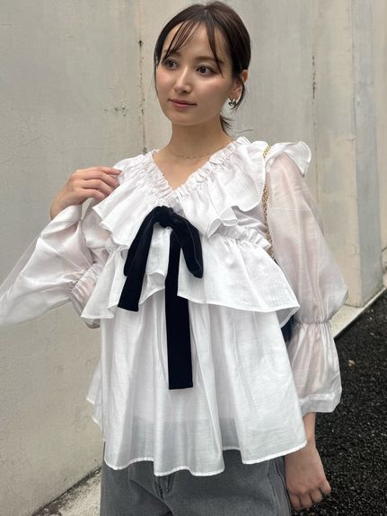 リボンフリルチュニック
