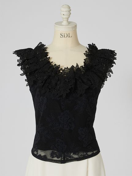 フリルカラーカットレースTOPS