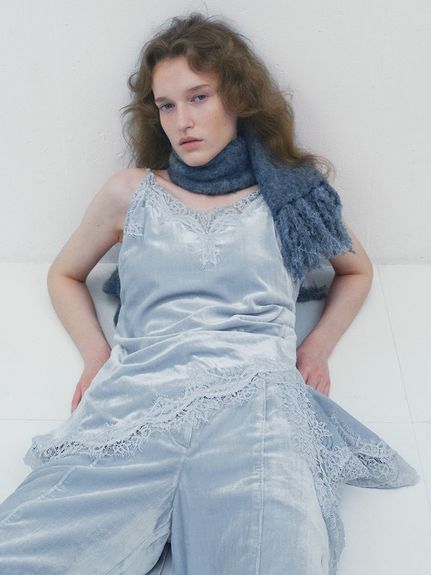 【セットアップ対応】レーストリムベロアキャミソール