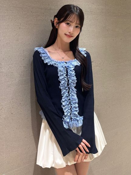 【ベストセラー/多色展開】フリルニットプルオーバー